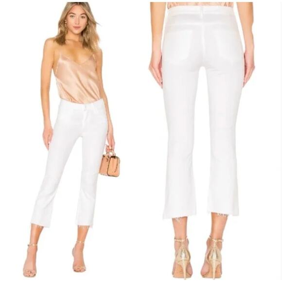 MOTHER Insider Crop Step Fray Glass Slipper White Denim Skinny Straight Jeans 27 - Picture 1 of 10